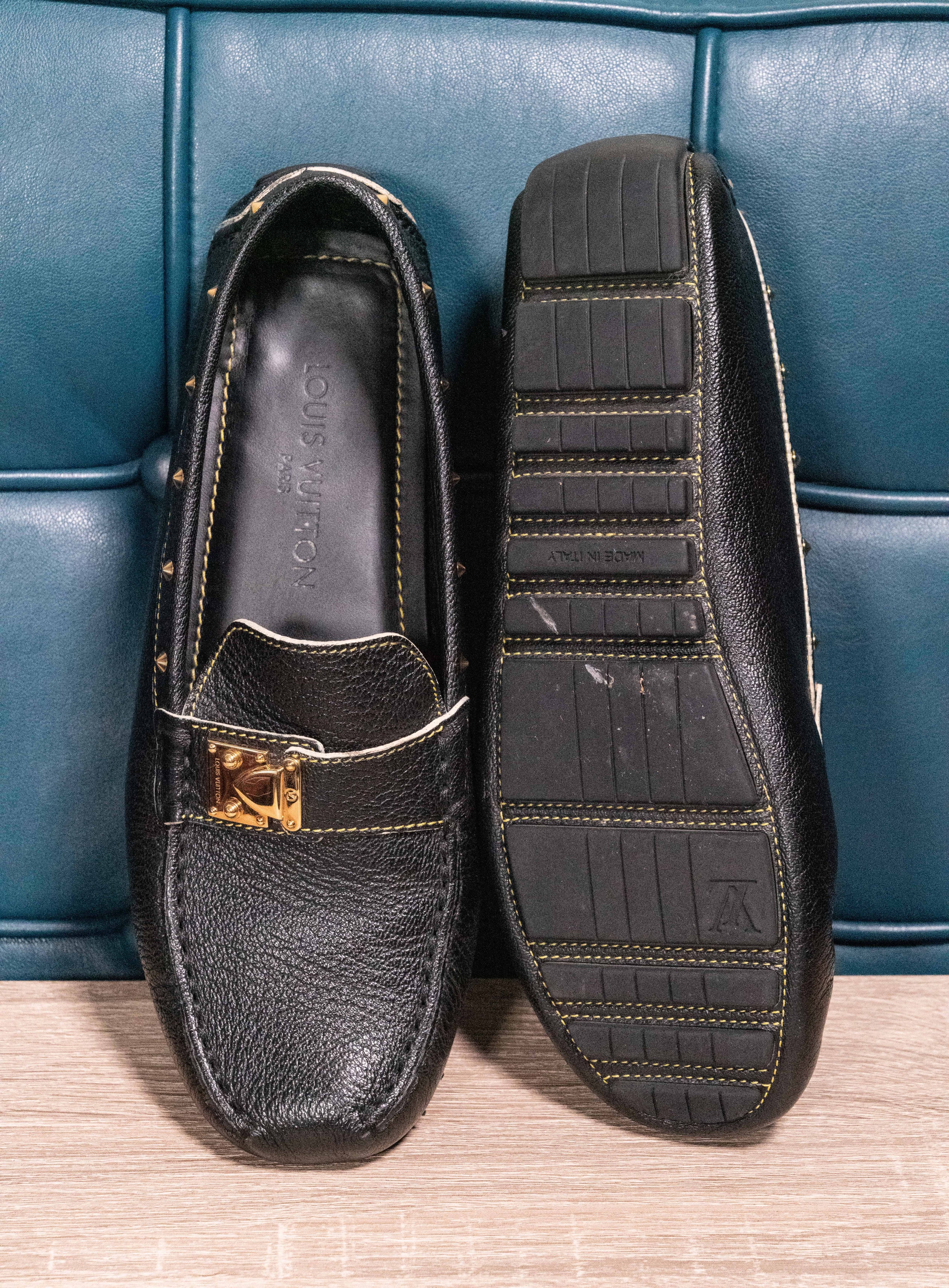Branded Shoes for Women, Loafer Shoes, Louis Vuitton Gold Studded Suhali Black  Loafers, ReAdore Shop