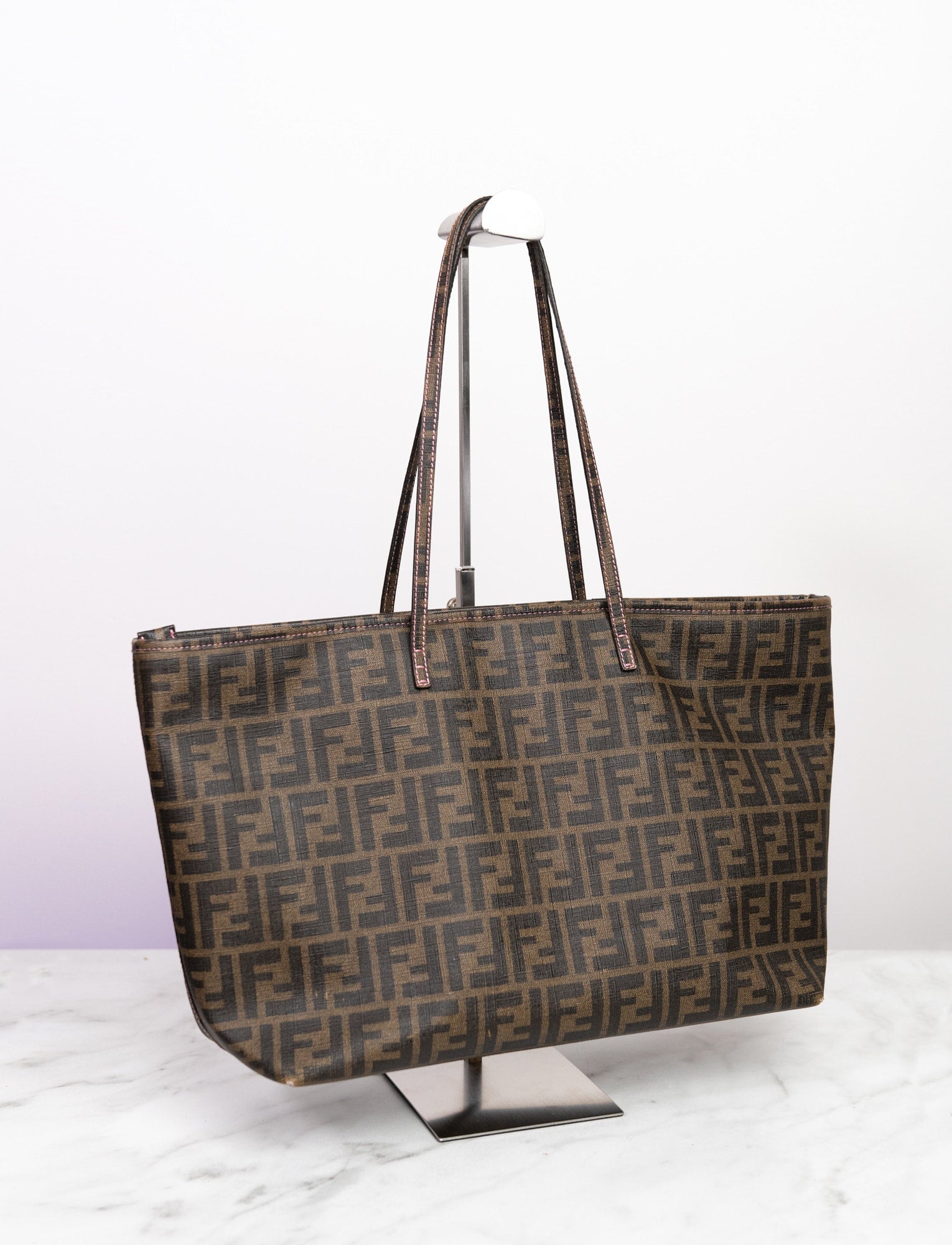 Fendi Roll tote Zucca Canvas and Leather Shoulder Bag
